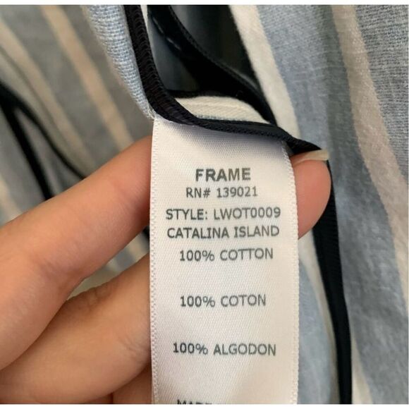 FRAME Denim cotton oversized blue white stripe blazer size medium - Picture 8 of 13